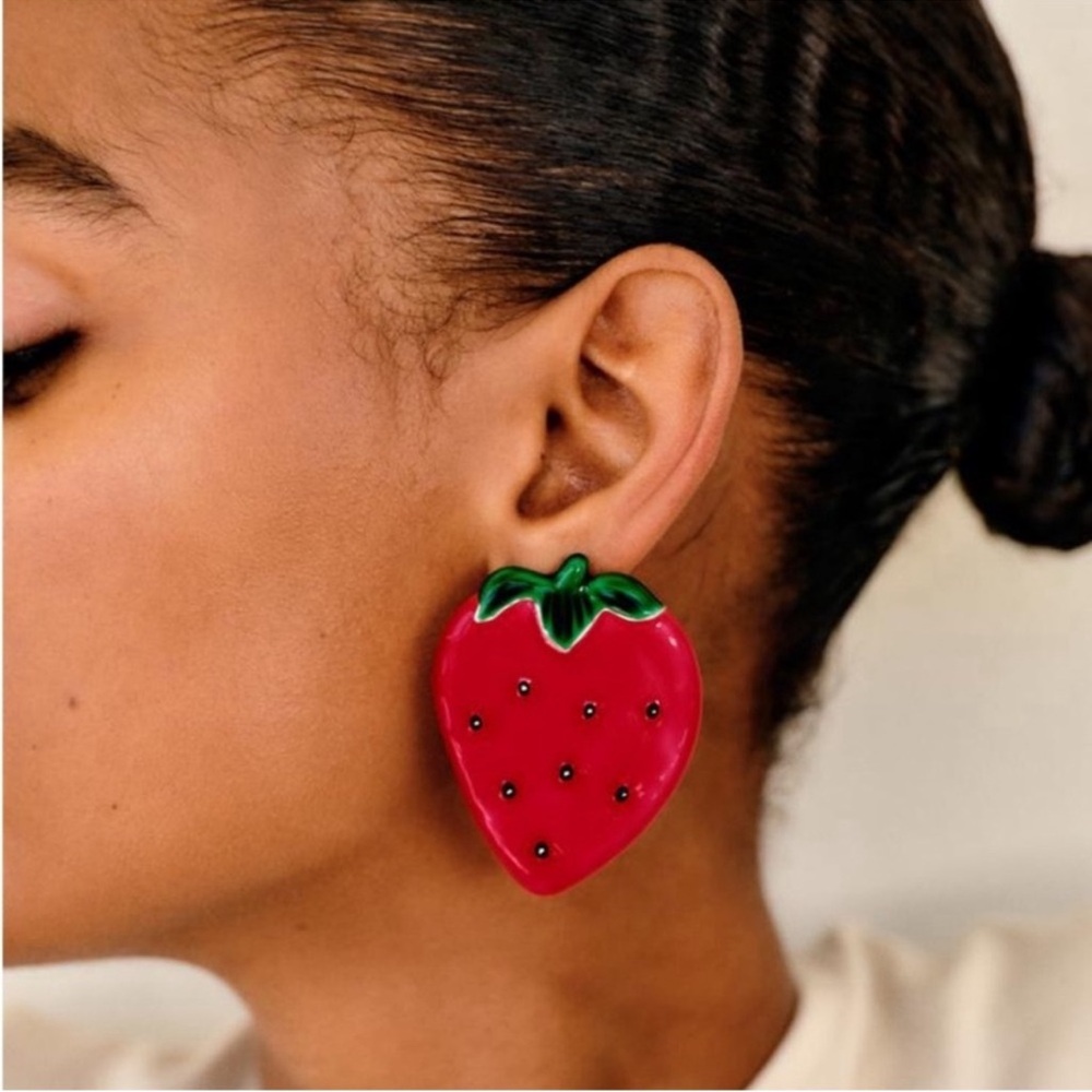 Zara Red and Green Strawberry Earrings